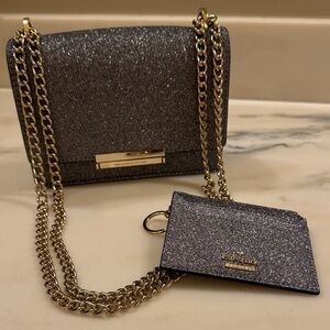Kate Spade silver glitter evening bag and wallet